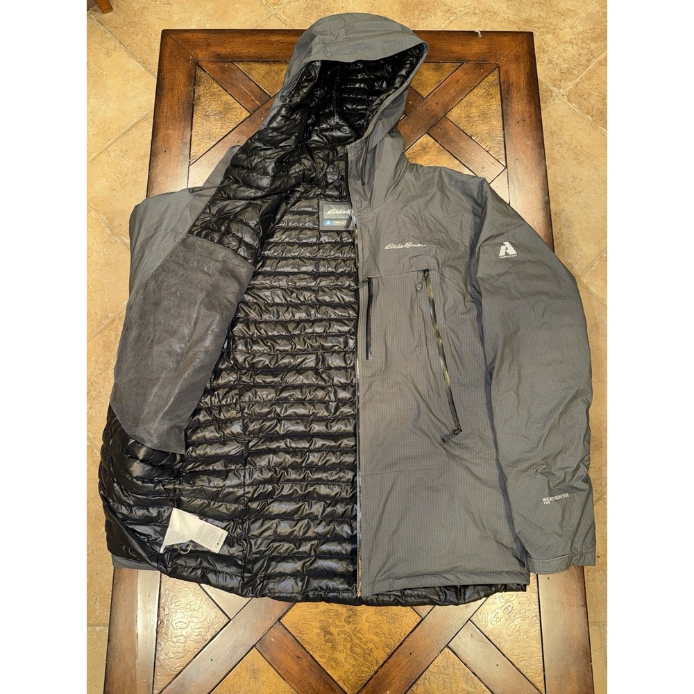 Eddie Bauer First Ascent Jacket Mens M Gray800 Goose Down Weatheredge Pro